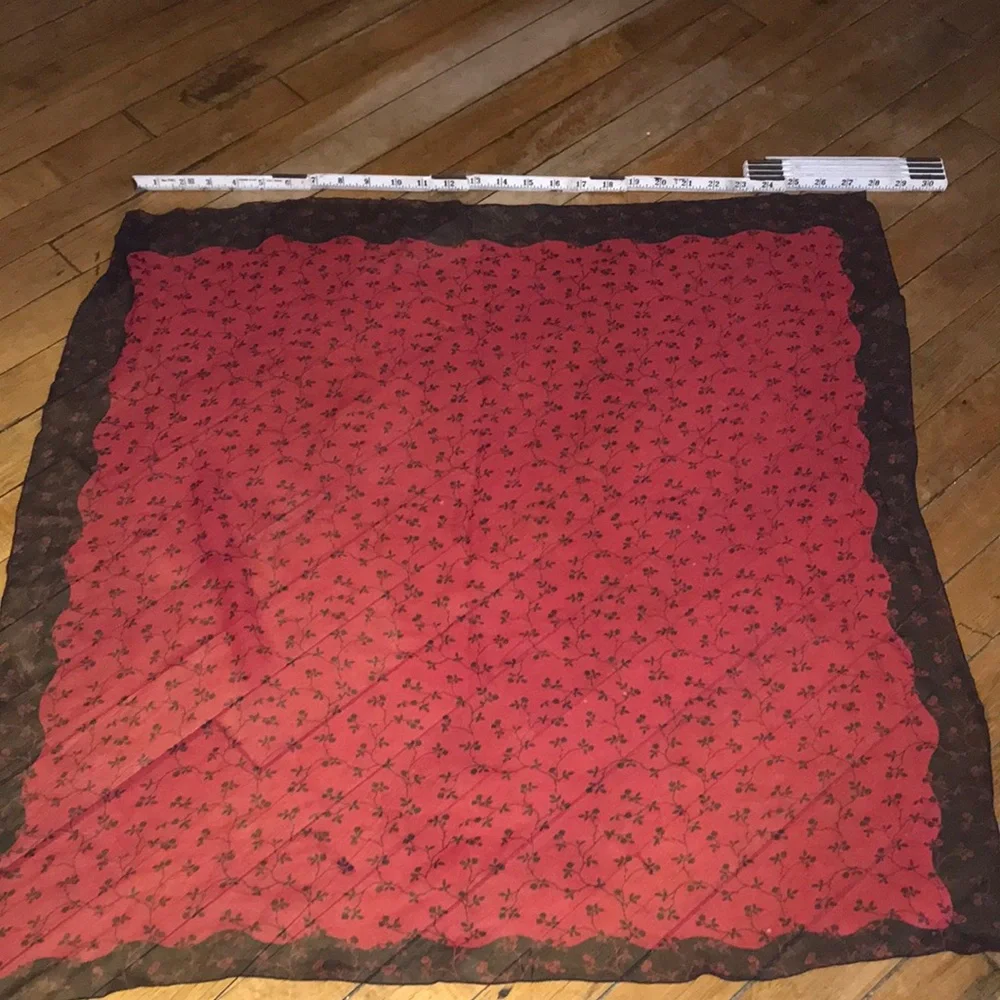 Laura Ashley‎ Red and Black Floral Silk Scarf
